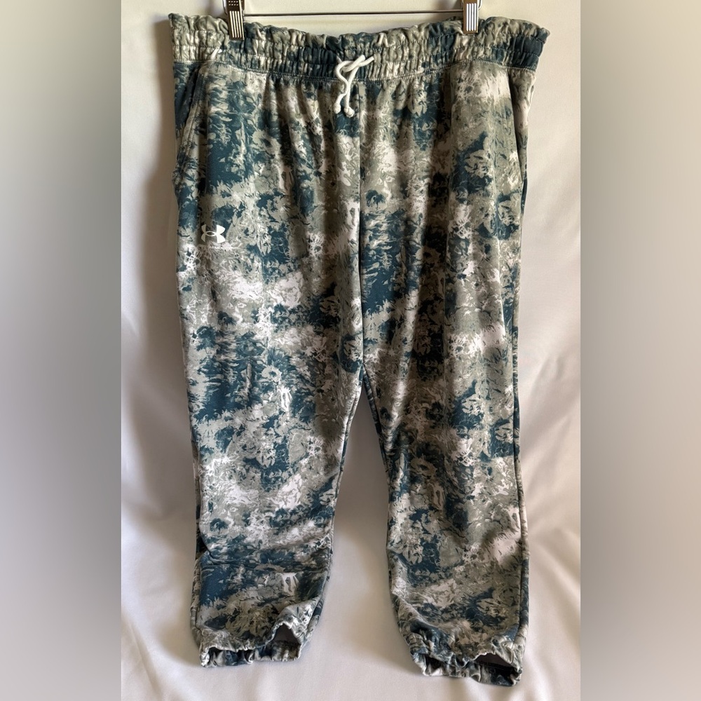 Women's Under Armour UA Rival Terry Printed Joggers 1373040 Opal Green XL